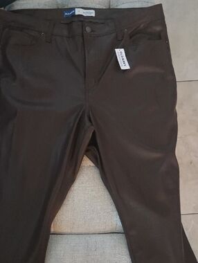 Old Navy Women's Chocolate Brown Faux Leather Trousers